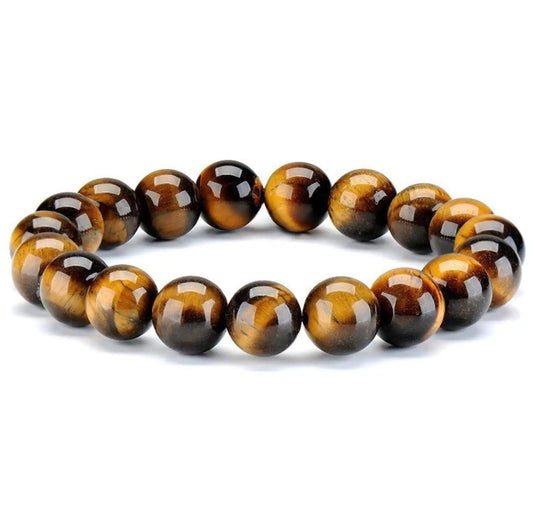 Genuine Tiger Eye Bracelet 10mm Natural Yellow Brown Tiger's eye Yoga Bracelets